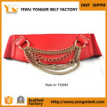 Belt Manufacturer Red Fashion Wide Ladies Elastic Belt for Dress with Chains